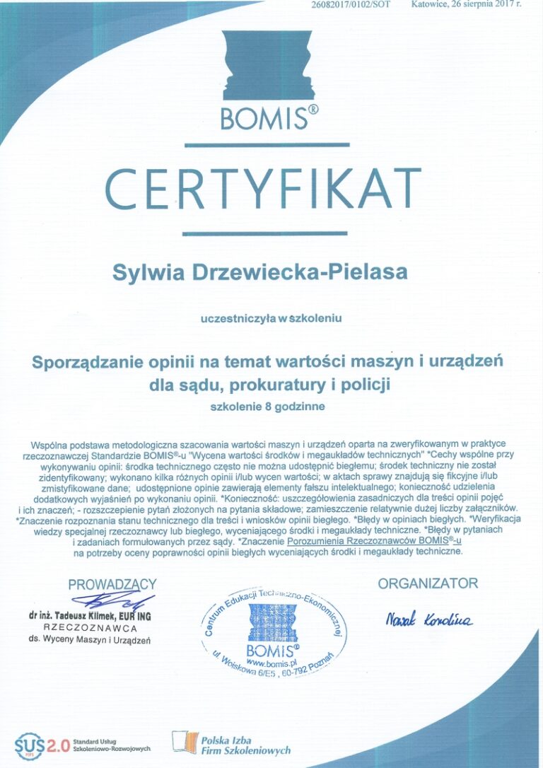 2017-08-26_Certyfikat_Bomis_-_Sporządzanie_opinii_na_temat_wartości_maszyn_i_urządzeń_dla_sądu,_prokuratury_i_policji